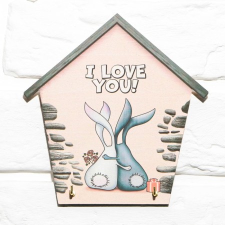 Wall keynet "I love you", 15 x 15.5 cm.