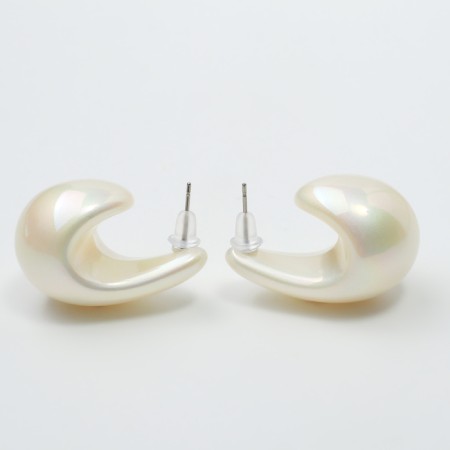 Earrings plastic "drop" smooth max, white color-3