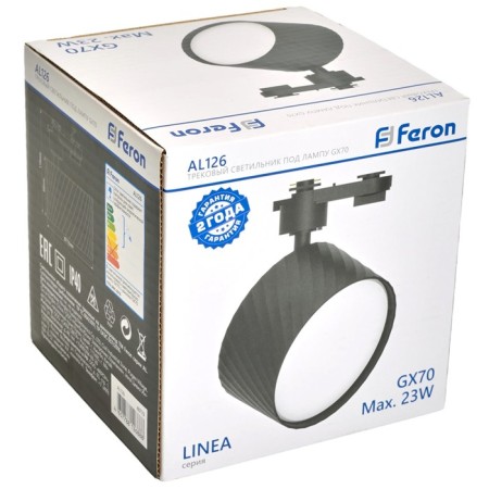 Single -phase track lamp Feron AL126, IP40, GX70, 23 W, 116x116x116 mm, Black color-2