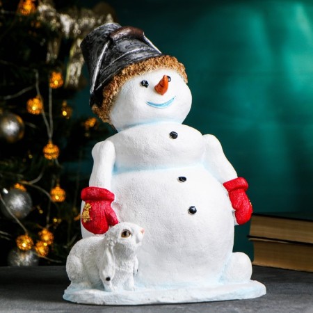 New Year's figure "Snowman with a bucket on the head" 30x28cm