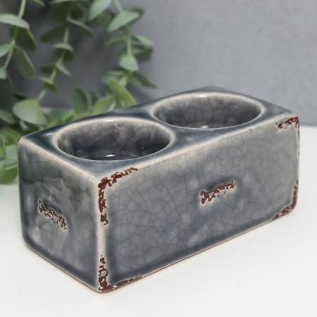 Ceramics candlestick for 2 candles "plant pattern" MIX 5x12x8 cm-4