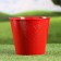 Kashpo "Bucket with heart" red with gilding, 18x18x15cm