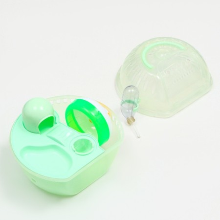 Carrier carrier carrier with a house, shelf, drinker, 29x23x23 cm, green-4