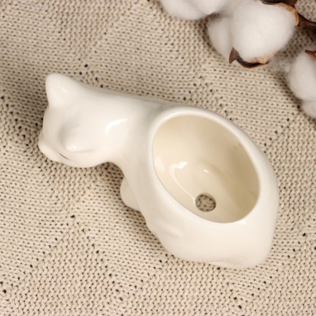 Pot "Cat Milka" White, 11x5x5cm-4