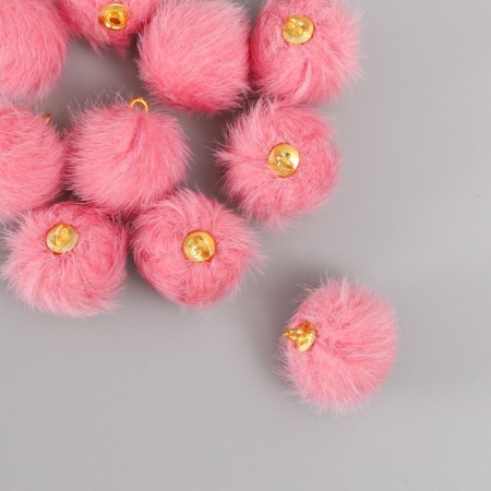 Decor for creativity Artificial fur "ball" pink set 10 pcs, d = 2 cm-1