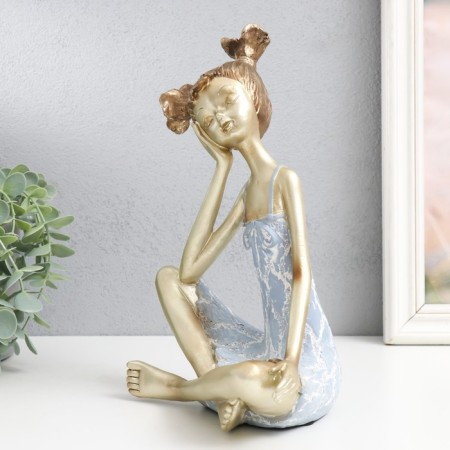 Souvenir Polystone "Baby with two tails" white-gold 21x13.5x26 cm-1