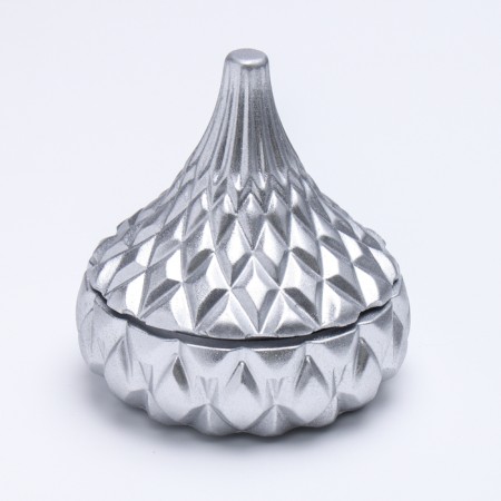 Candle "Dome" in the candlestick with rhomboid faces of gypsum with a lid, 8.5x8.5cm, silver-2
