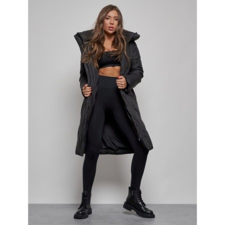 Coat insulated winter female, size 46, black color-11