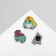 Set of icons (3 pcs.) "Frogs", colored in ferrous metal