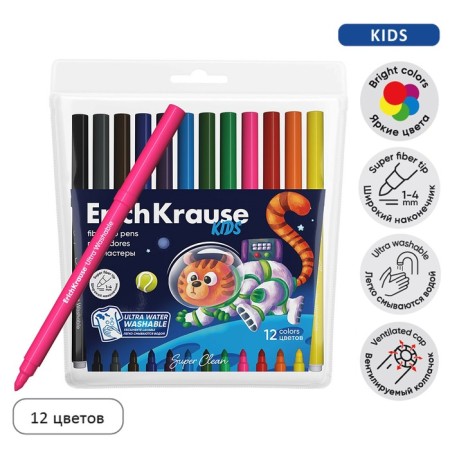 Fleeters 12 colors, Erichkrause, "Kids Space Animals" mix