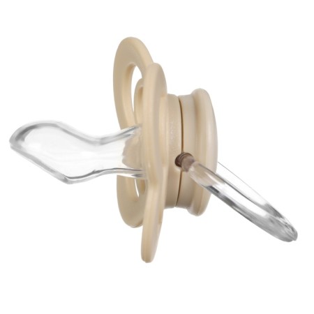 Nipple - orthodontic dummy, silicone, +6 months, with a holder, beige color-3