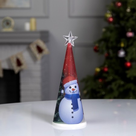 LED figure "Christmas tree with a snowman" 7.5 × 21 × 7.5 cm, plastic, batteries CR2032x1, glow of multi-1