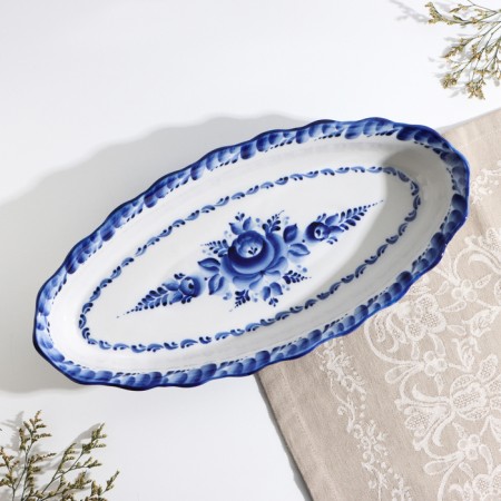 Dish "tray", deep, 36x17x6 cm, gzhel-2