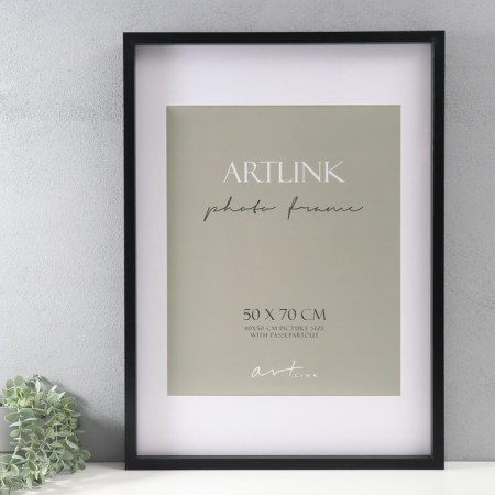 Photo frame MDF "Valerie" 50x70 cm with a pasparte 40x50 cm, black (plastic screen)-1