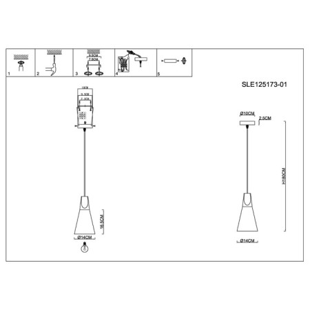 Suspension EVOLUCE. Sle125173-01. Modica. 1x40 W, E14, 14x14x25 cm, gray color-5