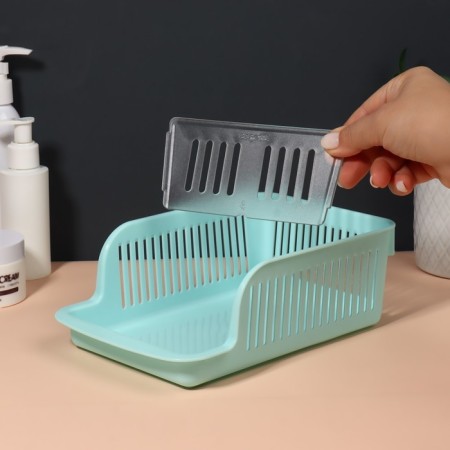 Organizer for storing cosmetic supplies "Prestige", 2 sections, 23 × 16.1 cm, mint color-4