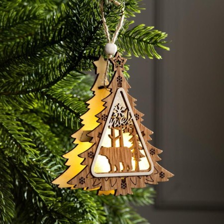Christmas tree toy "Christmas tree with a bear", from batteries, a glow of warm white