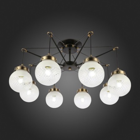 Ceiling EVOLUCE lamp. Sle110302-08. Stricce. 8x60 W, E27, 76x76x38 cm, black color, bronze-2