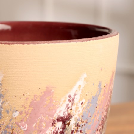 Pot floral painting beige Crocus No. 2, 1.4 l, D - 14.9 cm-2