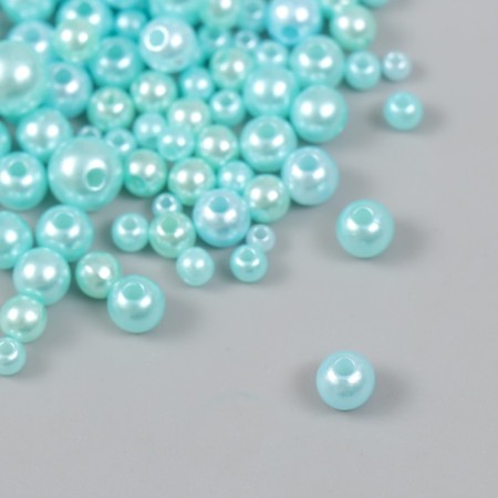 Beads for creativity plastic "Round. Mint" d = 3-8 mm, set 10 grams-1