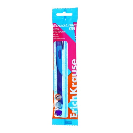 Ballic handle Erychkrause Ergoline Kids, first-grader, ergonomic holder, Soft-Touch body, 0.7 mm node, blue ink, mix, blister-15