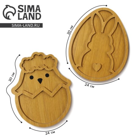 Menzhitsa, set of 2 pcs., Tree “Dishes: Easter animals”, hare 30x24 cm, chicken 30x24 cm.-1