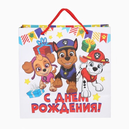 Package gift craft "Happy Birthday" 22x22x11 cm, puppy patrol-4
