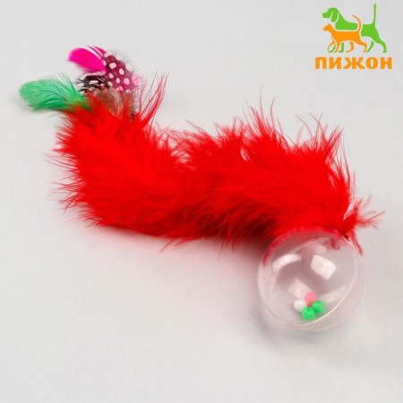 Toy "Ball with a long tail", ball 4.2 cm, red