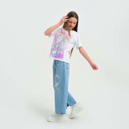Футболка для девочки KAFTAN "Selfie", рост 146-152, цвет белый-6