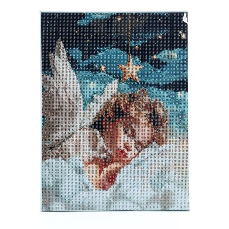 Diamond mosaic with a full filling on canvas with an subframe "Angel", 30 x 40 cm-2