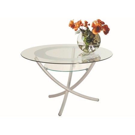 Table Journal duet 4, 850x850x500, metallic/transparent