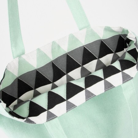 The shop bag is double-sided, without fastening, external pocket, mint color-3
