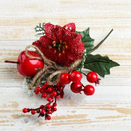 Decor "Winter Magic" Flower Berry Leaves, 21 cm