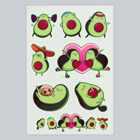 Avocado tattoo on the body, shines in the dark, 14 x 21 cm-2