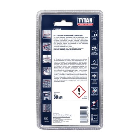 Tytan sealant, silicone, sanitary, transparent, 85 ml-1