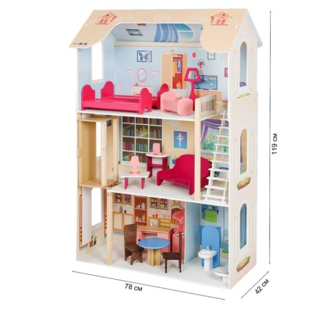 Puppet house "Grace" (16 items of furniture, staircase, elevator, swing)-8