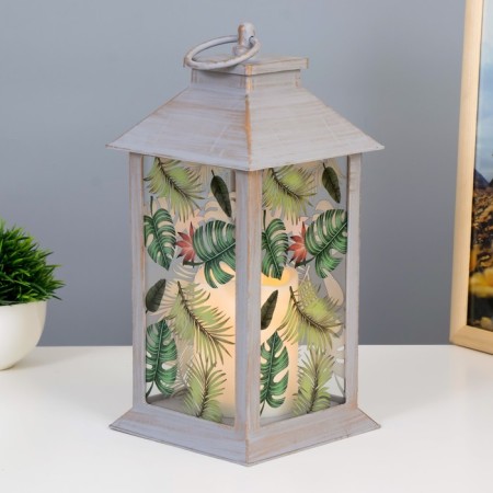 Spinker "Leaves" LED from batteries 3HAAA gray with a golden patina 14x14x29.5 cm Risalux-1