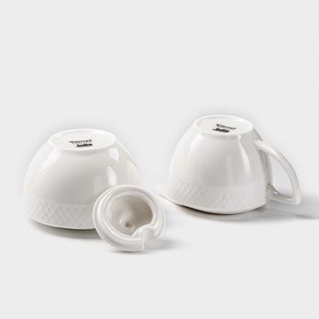 The porcelain setting Wilmax "Julia Vysotskaya", 2 items: sugar tower 340 ml, milkman 280 ml, white color-2