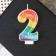 A candle for a cake, a number with color application of 2 "Happy Birthday".