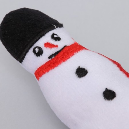 A squeaking toy, soft for dogs "Snowman" with a rope, 32 cm-3