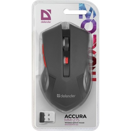 Mouse Defender Accura MM-275, wireless, optical, 1600 dpi, 1 × aa, 6 buttons, USB, red-7