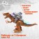 Rex dinosaur, shoots balls, works from batteries, light and sound, brown color