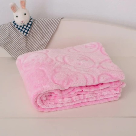 Blanket - a bedspread "Bear", size 75x100 cm, pink color