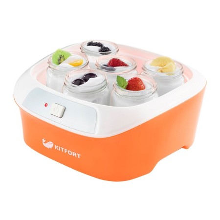 Yogurtnitsa KitFort KT-2020, 20 watts, 170 ml, 6 containers, glass, orange-1