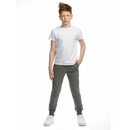 Pants for boys, height 134 cm, dark gray color