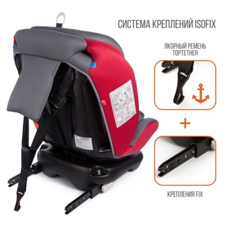 Car Seaiser Car Seedek 0+/1/2/3 (0-36 kg), ISOFIX fastening, red-gray color-2