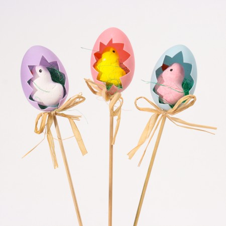 Decor on the Easter wand "Chickens in the egg" 3pc 4x12.5x25 cm-1