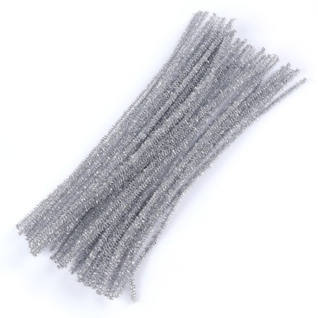 Wire with pile for crafts "Shine", set 50 pcs, size 1 pc: 30 × 0.6 cm, silver color-2
