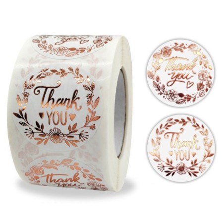 Stick Paper "Golden Flowers. Thank you" d = 2.5 cm 500 pcs in roll