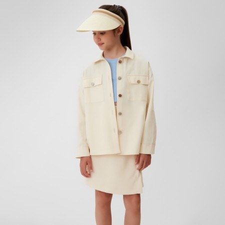 Рубашка для девочки MINAKU: Casual collection KIDS цвет бежевый, рост 134-10